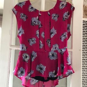 Fuchsia Peplum floral  blouse